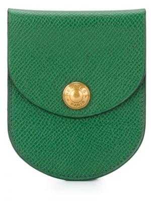Маленький круглый кошелек Hermès Vintage. Цвет: зелёный
