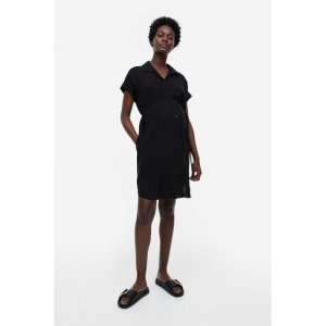 Платье-рубашка с поясом HM MAMA, черное H&M