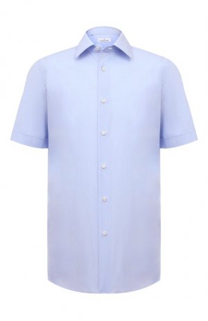Хлопковая рубашка Giampaolo. Цвет: голубой