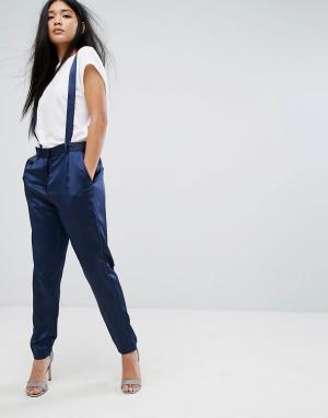 Широкие брюки со складками Minimum. Цвет: темно-синий