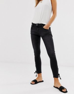 Укороченные зауженные джинсы со шнуровкой на нижней кромке Freebirds-Черный One Teaspoon