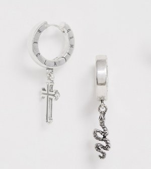 Серебристые серьги-кольца с подвеской и логотипом inspired эксклюзивно для ASOS-Серебряный Reclaimed Vintage