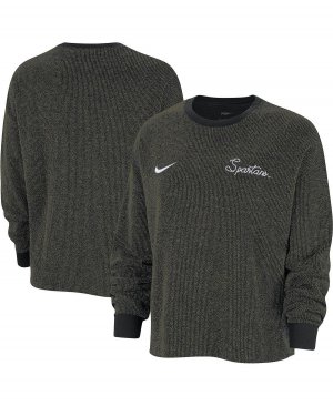 Женский черный пуловер с надписью Michigan State Spartans Yoga Script , Nike