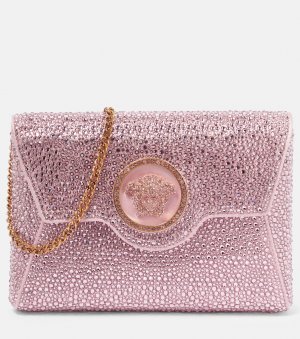 Атласный клатч la medusa с декором , розовый Versace