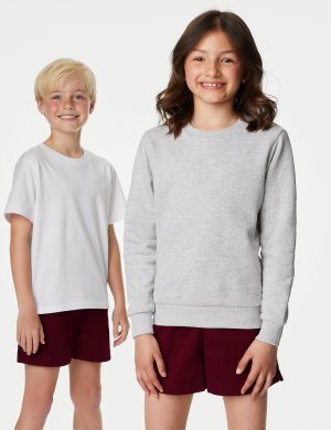 Спортивные шорты унисекс из чистого хлопка (2–16 лет) , бургундия Marks & Spencer