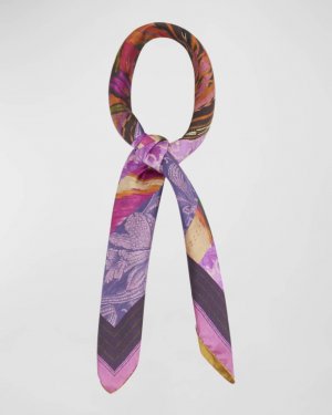 Многоцветный квадратный шарф из шелка с цветочным принтом Pierre-Louis Mascia