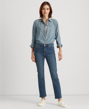 Прямые джинсы Petite со средней посадкой, миниатюрные и короткие Lauren Ralph