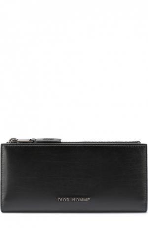 Кожаное портмоне с отделениями для кредитных карт и монет Dior. Цвет: черный