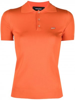 Рубашка поло тонкой вязки с короткими рукавами Dsquared2. Цвет: оранжевый