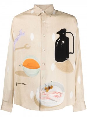 Рубашка с длинными рукавами и графичным принтом Jacquemus. Цвет: нейтральные цвета