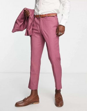 Розовые узкие укороченные брюки из бамбука Harry Brown. Цвет: розовый