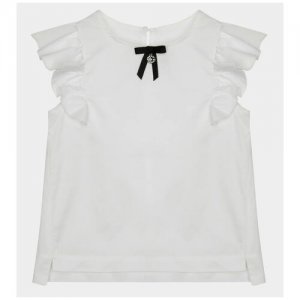 Блузка белая с рюшами 121GPGMC2201 размер 110 Gulliver. Цвет: белый