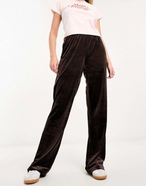 Темно-коричневые прямые брюки Urban Revivo. Цвет: коричневый