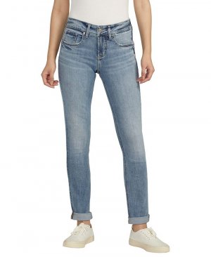 Женские зауженные джинсы со средней посадкой Girlfriend , синий Silver Jeans Co.