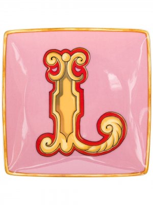 Тарелка Holiday Alphabet с принтом L Versace. Цвет: розовый