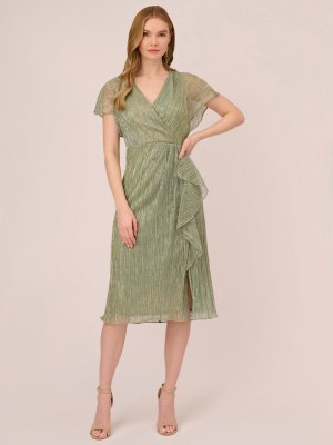Платье с металлизированными жатыми рюшами, зелено-сланцевый Adrianna Papell