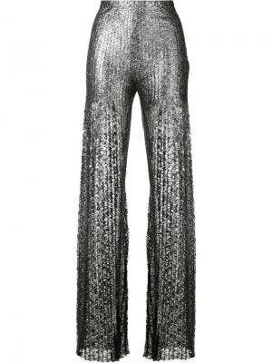 Расклешенные брюки с отделкой металлик Huishan Zhang. Цвет: металлический