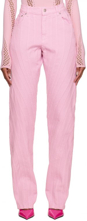 Розовые зауженные джинсы Mugler