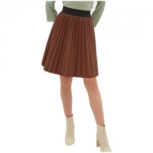 Кожаная юбка женская CONCEPT CLUB коричневая , размер S. Цвет: коричневый