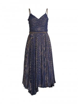 Плиссированное шифоновое платье-миди Solange , нави Delfi