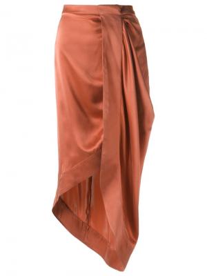 Silk midi skirt Giuliana Romanno. Цвет: розовый и фиолетовый