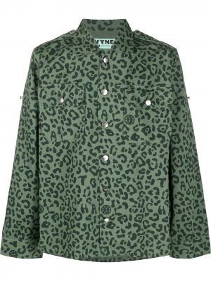 Рубашка с длинными рукавами и леопардовым принтом Vyner Articles. Цвет: зеленый