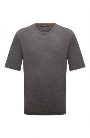 Шерстяная футболка Zegna. Цвет: серый