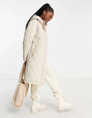 Хлопок:Удлиненное стеганое пальто On Active кремового цвета Cotton:On. Цвет: бежевый