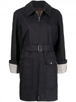 Пальто 2000-х годов с поясом Louis Vuitton. Цвет: синий