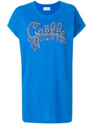 Платье-футболка с вышивкой бисером Gaelle Bonheur. Цвет: синий