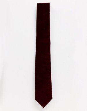 Бордовый бархатный галстук -Красный Topman