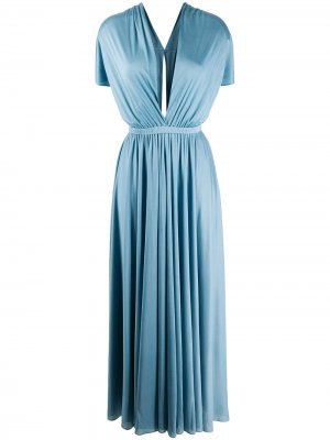 Длинное платье с V-образным вырезом Emilio Pucci. Цвет: синий