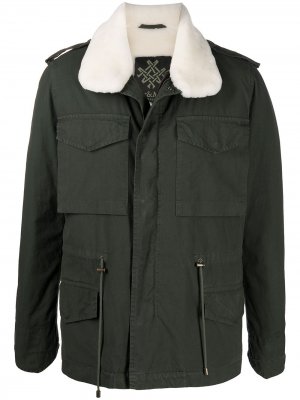 Куртка с меховым воротником и карманами Mr & Mrs Italy. Цвет: зеленый