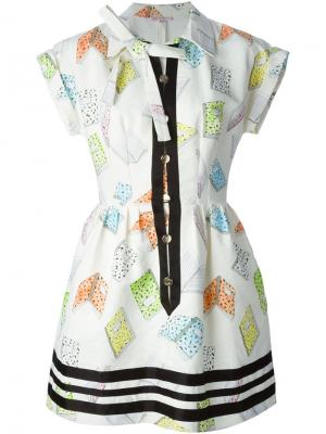 Платье-рубашка с принтом книг Olympia Le-Tan. Цвет: белый