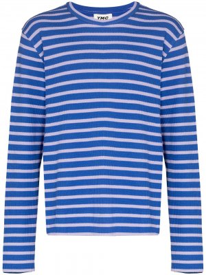 Striped waffle-knit sweatshirt YMC. Цвет: синий