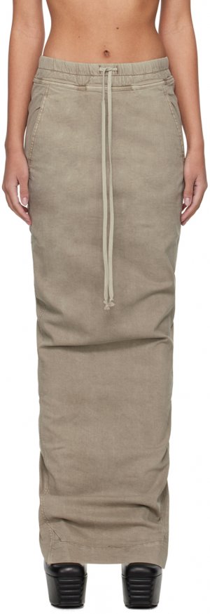 Кремового цвета Джинсовая макси-юбка со столбиками без застежки Rick Owens Drkshdw