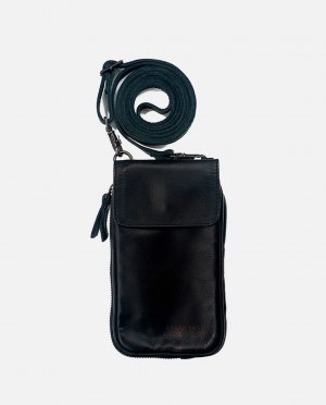 Черная кожаная сумка для мобильного телефона с визитницей и портмоне монет , черный Stamp