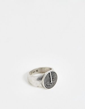 Серебристое кольцо с гравировкой -Серебряный Icon Brand