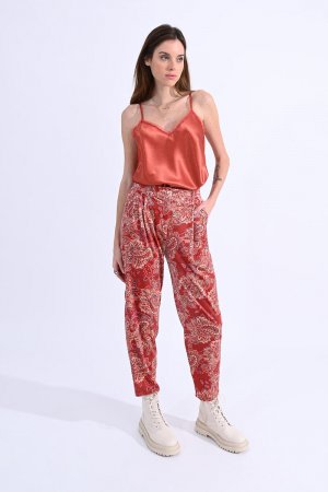 Бархатные брюки с принтом длиной до щиколотки , красный Molly Bracken