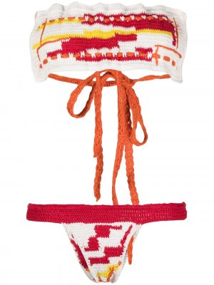 Вязаный купальник бикини с лифом-бандо Sian Swimwear. Цвет: белый