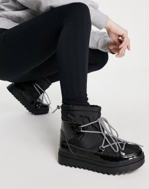 Черные короткие снежные ботинки -Черный Glamorous
