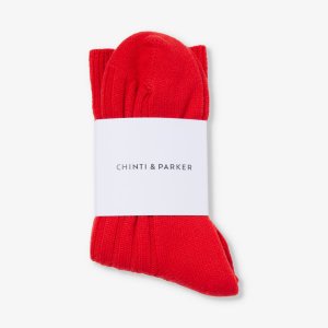 Носки средней длины из шерсти и кашемира в рубчик Chinti And Parker, красный Parker