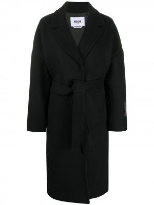 Пальто с поясом MSGM. Цвет: черный
