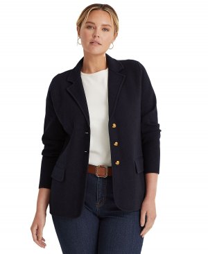 Женский однобортный пиджак из чесаного хлопка больших размеров Lauren Ralph