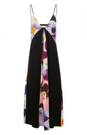 Шелковое платье-комбинация с цветочными вставками Christopher Kane. Цвет: разноцветный