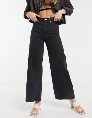 Широкие джинсы из органического хлопка светло-черного цвета Ace-Черный Weekday