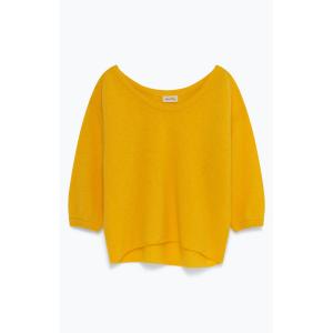 Пуловер объемного покроя с вырезом-лодочкой из плотного трикотажа HANA AMERICAN VINTAGE. Цвет: желтый