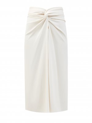 Элегантная юбка из струящегося шелка и ацетата со сборкой BRUNELLO CUCINELLI. Цвет: белый