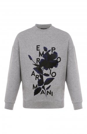 Хлопковый свитшот Emporio Armani. Цвет: серый