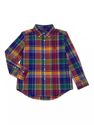 Спортивная рубашка из хлопкового поплина в клетку на пуговицах для маленьких мальчиков и , мультиколор Polo Ralph Lauren